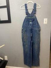 VINTAGE GUC Liberty Overalls Stonewashed Denim Green/White Accents/HardWear34X30