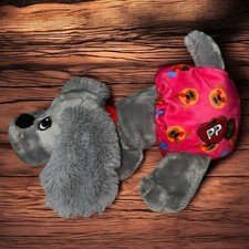 Pound Puppies Newborns Stuffed Plush SCARCE Gray Dog Pink Diaper 2023 Hasbro 8"