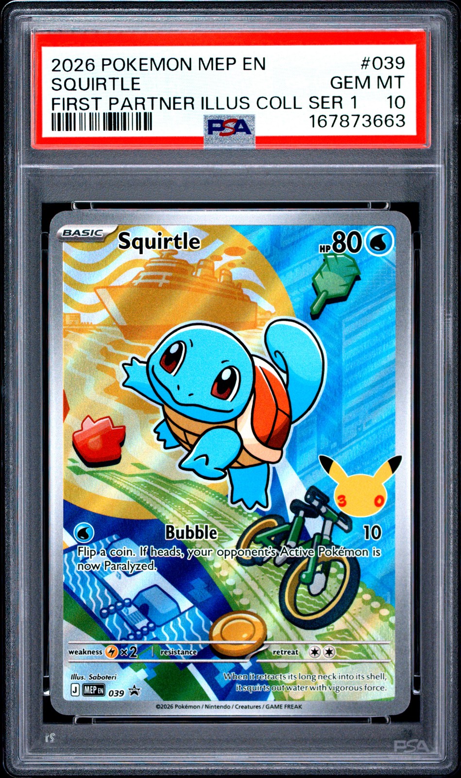 2026 POKEMON MEP FIRST PARTNER ILLUSTRATION COLLECTION #039 SQUIRTLE PSA 10