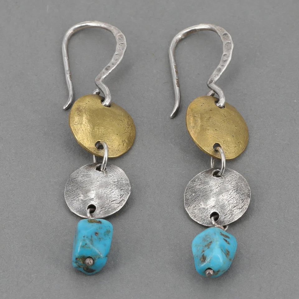 Pendientes Collar Turquesa Silpada Plata Esterlina y Latón Retirado N1835 W1817 Foto 4 de 4