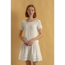 Sezane White Drop Waist Dress, Size 42