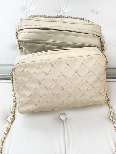 Chanel Lambskin Camera Bag Chain Shoulder Crossbody Bag Beige Women S - Picture 3 of 9
