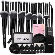 51-Piece Professional Makeup Brush Set for Foundation, Eyes, and Travel Black