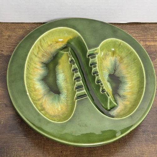 RARE Retro Haeger Pottery # 2011 Multi Color Green Pottery Ashtray