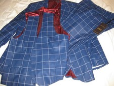  699 New Navy Blue Windowpane Suit Size 42 Slim/40 Regular