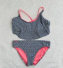 Girls Vineyard Vines Swimsuit Bikini Navy, White  Pink 2-Piece Size L 14 