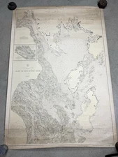 1919 Maine Nautical Chart ~ Calais to West Quoddy Head ~ U.S.C & G. S. Map