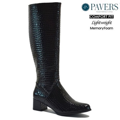 DAMEN KUNSTLEDER KROKO REISSVERSCHLUSS KNIEHOCH REITEN MODE BIKER MITTELHOHER ABSATZ STIEFEL GRÖSSE