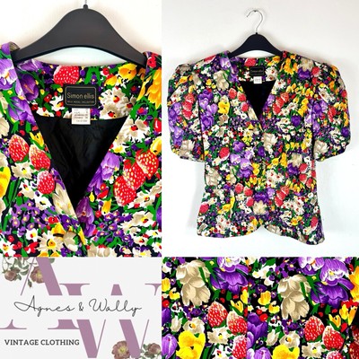 Vintage Simon Ellis Jacket Fruit Strawberry   Print Size U.K. 10 