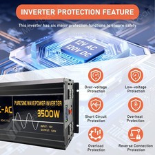 3500W LCD Car Power Inverter DC 12V to AC 110V 120V Car Truck Converter 7KW Peak