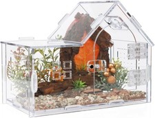 Jumping Spider Enclosure, Acrylic Cabin Terrarium with Sloped Roof Magnetic