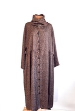 SHACK INCORPORATED Silk Brocade Button Up Dress Pockets Art To Wear Lagenlook OS