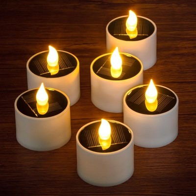 6 Pack Warm White Solar Powered Outdoor Waterproof LED Tea Lights, Rechargeab...