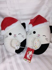 Squishmallow Kids Cat With Santa Hat Size 13-1. Slippers