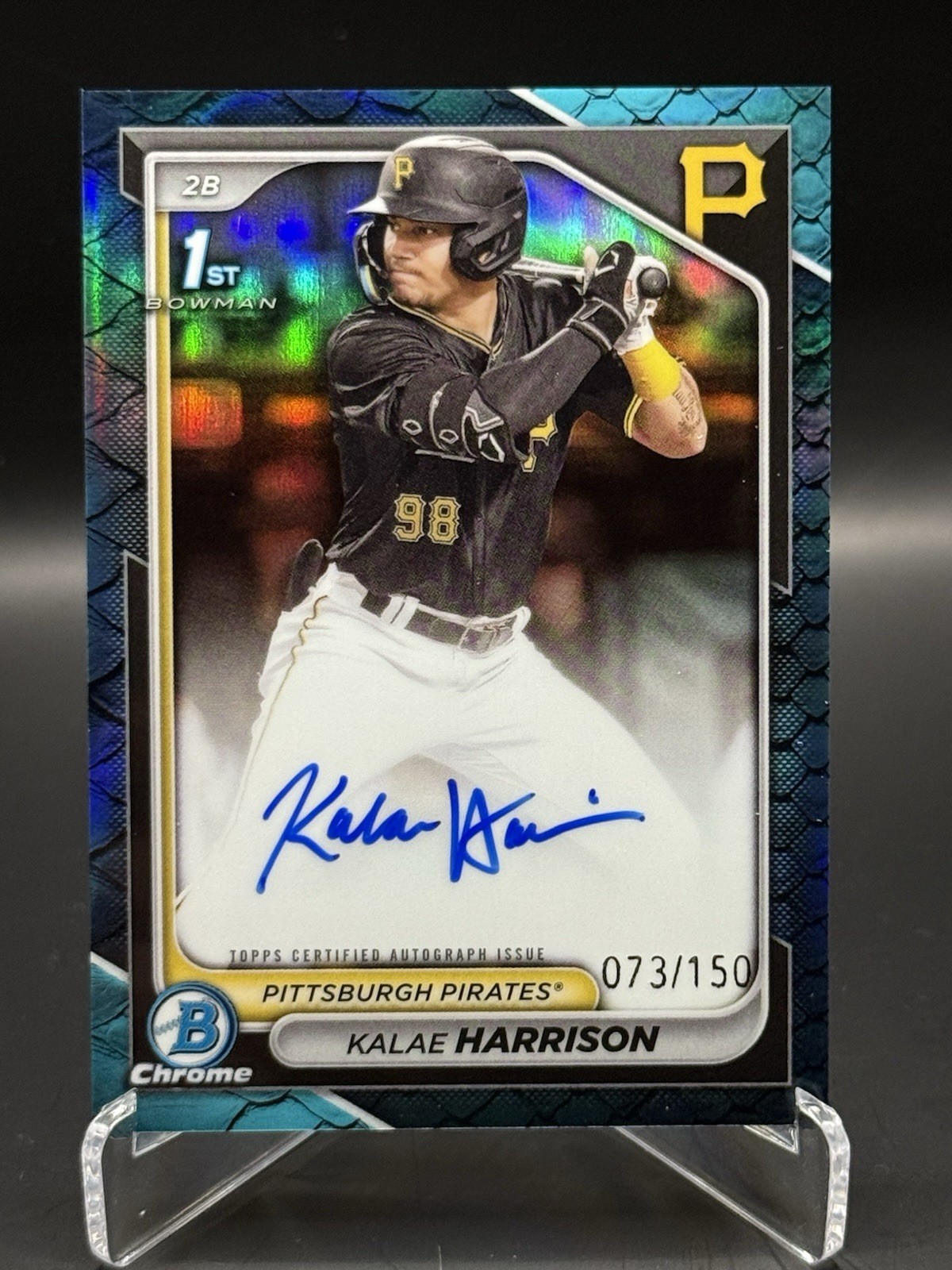 2024 Bowman Chrome -  Auto Kalae Harrison #CPA-KH Blue Reptilian  /150 (AU, RC)