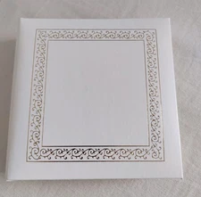 Vintage White Wedding Album TAP SPB 45 Gold Scroll Border