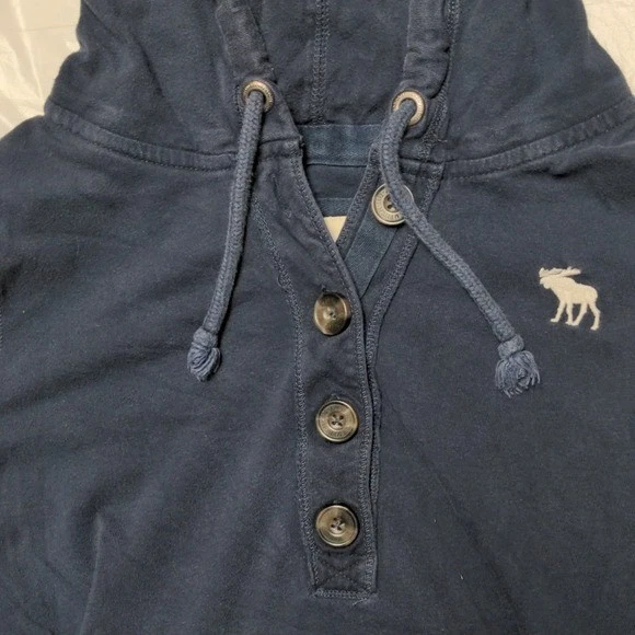 Abercrombie & Fitch Vintage Y2K Blue Lightweight Spellout Hooded Sweatshirt Sz L - Image 3 of 4