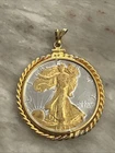 1944 gold overlay walking statue of liberty half dollar pendent