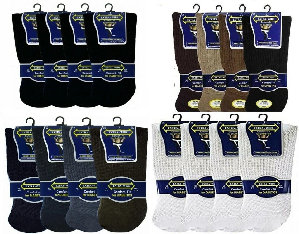 6/12 Pairs Mens Extra Wide Diabetic Socks Gentle Grip Comfort Top UK Size 6-11