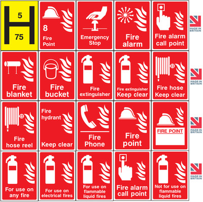 Große Brandschutz- & Ausrüstungsschilder | UK Made| 450 mm x 600 mm, 600 mm x 800 mm