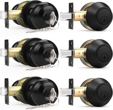 Entry Door Knobs Lock Set Single Cylinder Deadbolt Combination Set