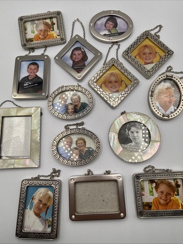 Vintage Hallmark Family Tree Silver MOP Picture Ornament Frames Miniature 14