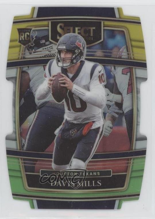 2021 Select Concourse Green & Yellow Prizm Die-Cut Davis Mills Rookie RC 14gy