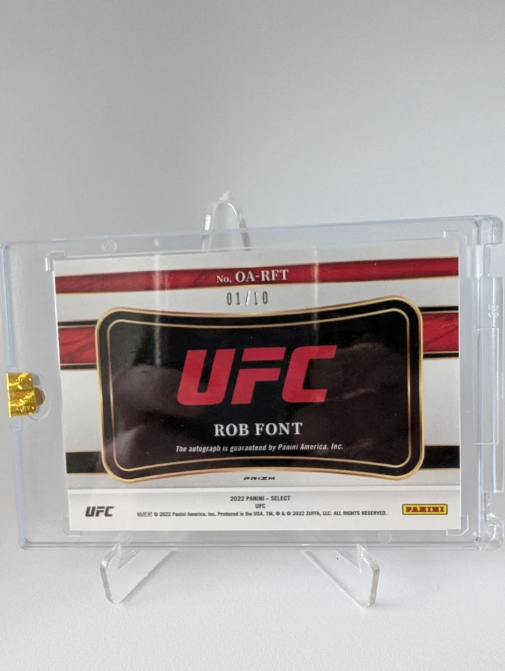 2022 Panini Select UFC - Gold Disco Octagon Action Signatures Rob Font Auto /10 - Image 2 of 2
