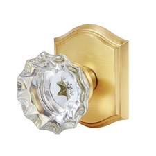Satin Brass Glass Crystal Door Knobs with Lock Privacy Satin Brass Rose