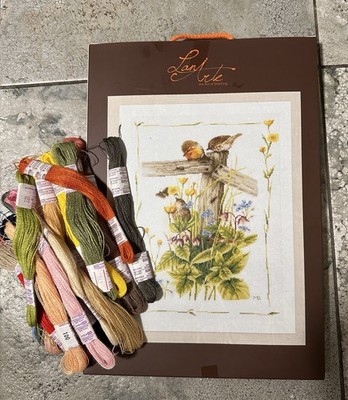 Lanarte Cross Stitch Kit, Garden, And Multi Colored Wool Blend Embroidery Thread