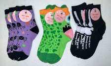 9 Pair Kids Socks Fun Halloween Designs 3-Packs each Design Size 7-8.5