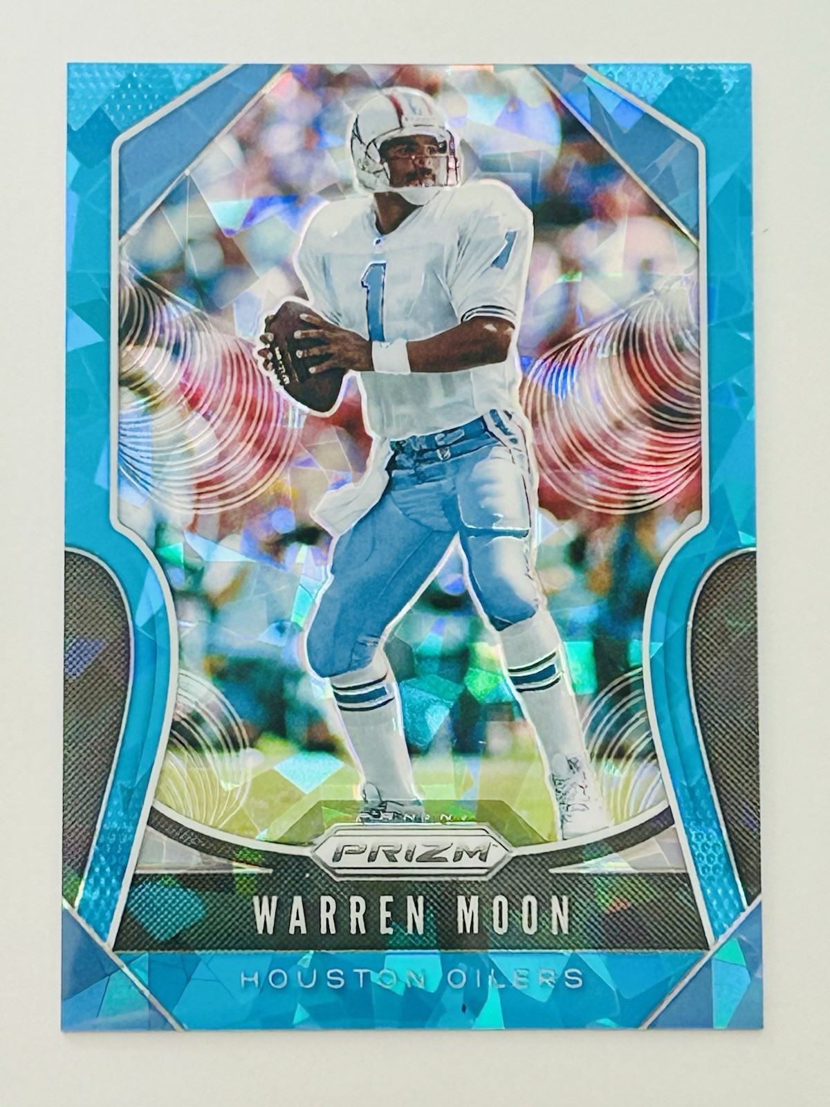Warren Moon 2019 Panini Prizm #281  Blue Ice Prizm /99 Oilers HOF Color Match