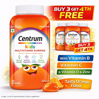Centrum Kids Multivitamin Gummies Veg 50 Gummies Orange Flavor Daily Nutrition