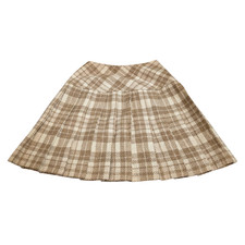Vintage 70s Sears Junior Bazaar Tan Plaid Wool Skirt Union Made in The USA Sz 9