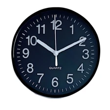7"H Black Rounded Traditional Wall Clock