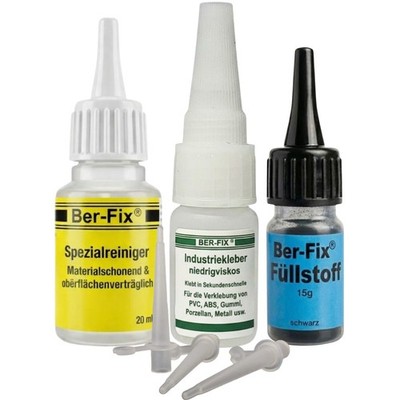 Ber-Fix Füllstoff Set Industriekleber Sekundenkleber + Granulat + Feine Düsen
