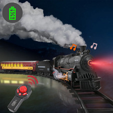 Train Set Toys, RC Train Set W/ Smoke, Lights, Sounds Railway , Rechargeable