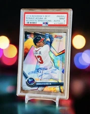 Ronald Acuna Jr RC Auto Serial #/99 2018 Bowman's Best Neophyte Sensations PSA 9