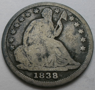 1838 'No Drapery' Seated Liberty Half Dime