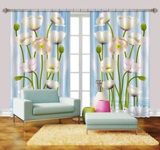 3D White Flower ZHUA2350 Photo Curtain Window Blockout Fabric Amy 2023