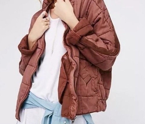 Womens Free People Quilted Dolman Jacket Oversized Full Zip Boho Chic SZ LG - Picture 3 of 19