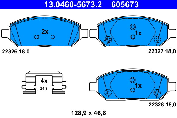 ATE 13.0460-5673.2 Brake Pad Set, disc brake for OPEL,VAUXHALL