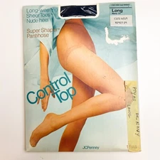 Vintage JCPenney Control Top Pantyhose - Size Long - Navy Blue 29