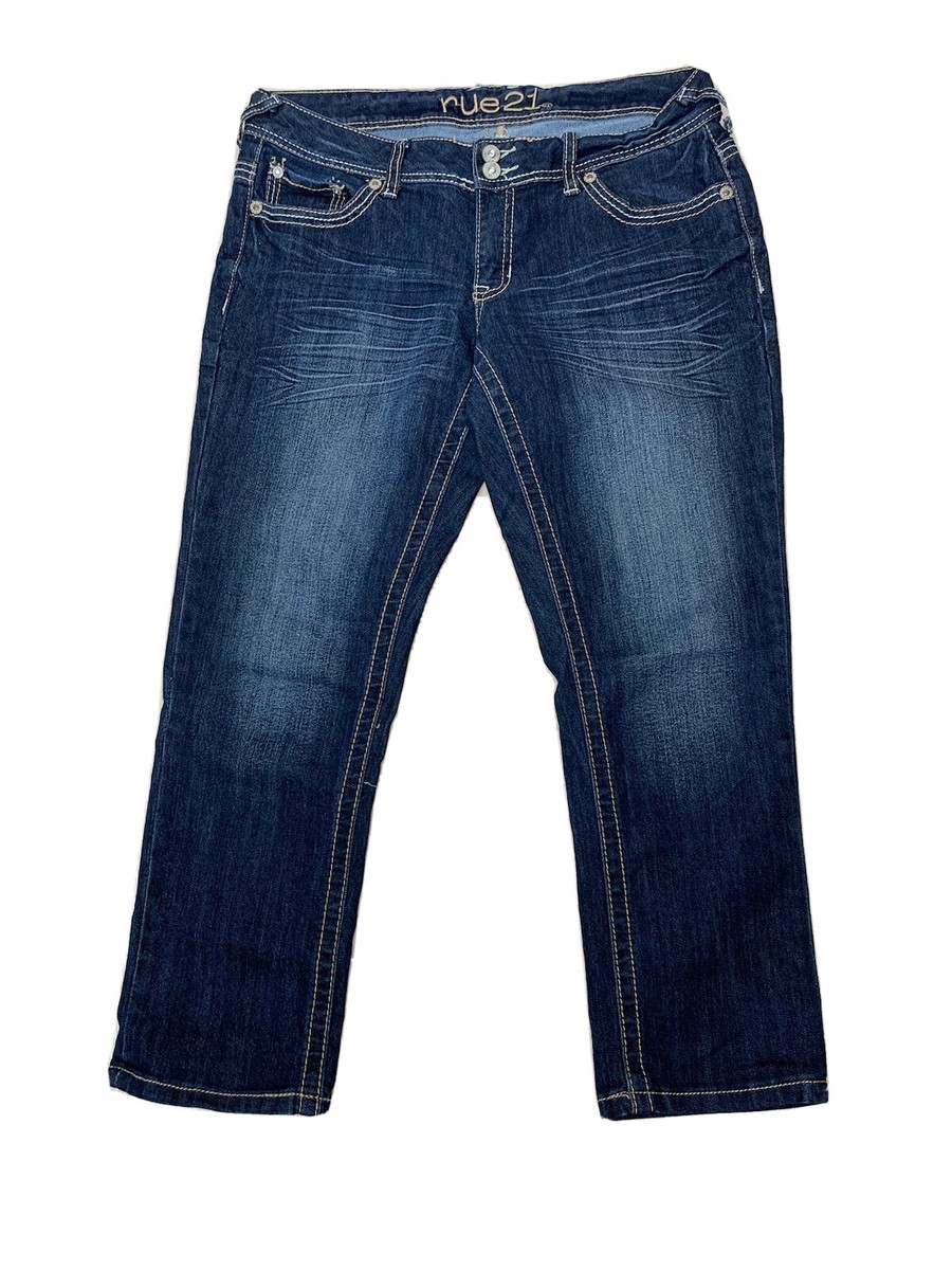 Rue 21 Women's jeans Sz 9/10 Cropped Blue Denim RN 70829