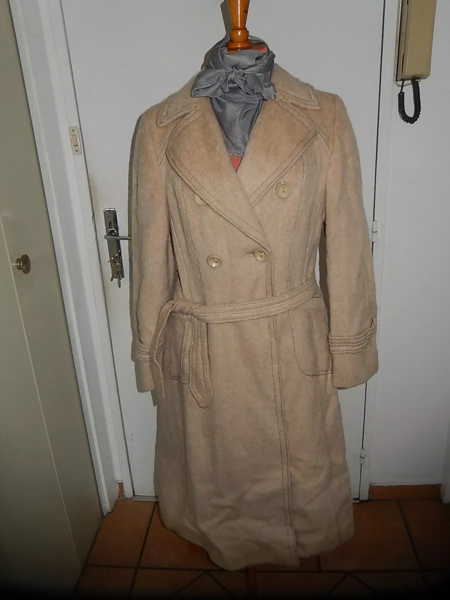 ANCIEN MANTEAU WERLY PARIS 1950 VINTAGE PUR MOHAIR BEIGE CLAIR
