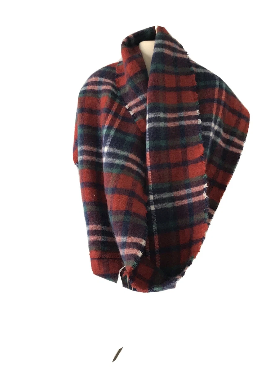 NEW ZARA KIDS Multicolor Blue PLAID NECK SCARF Frayed Edges SOFT Size M OA85