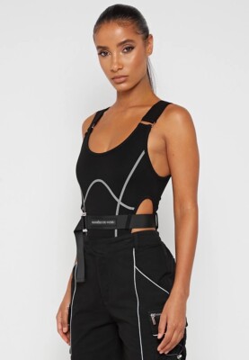 Futuristic Dystopian Tech Wear Rave Insta Baddie Black Reflective