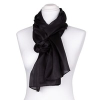 Seidenschal Halstuch Schal Schwarz Seide 150X35Cm