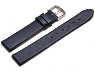 Uhrenarmband Leder m Clip für feste Stege blau 8,10,12,13,14,15,16,17,18,20 mm