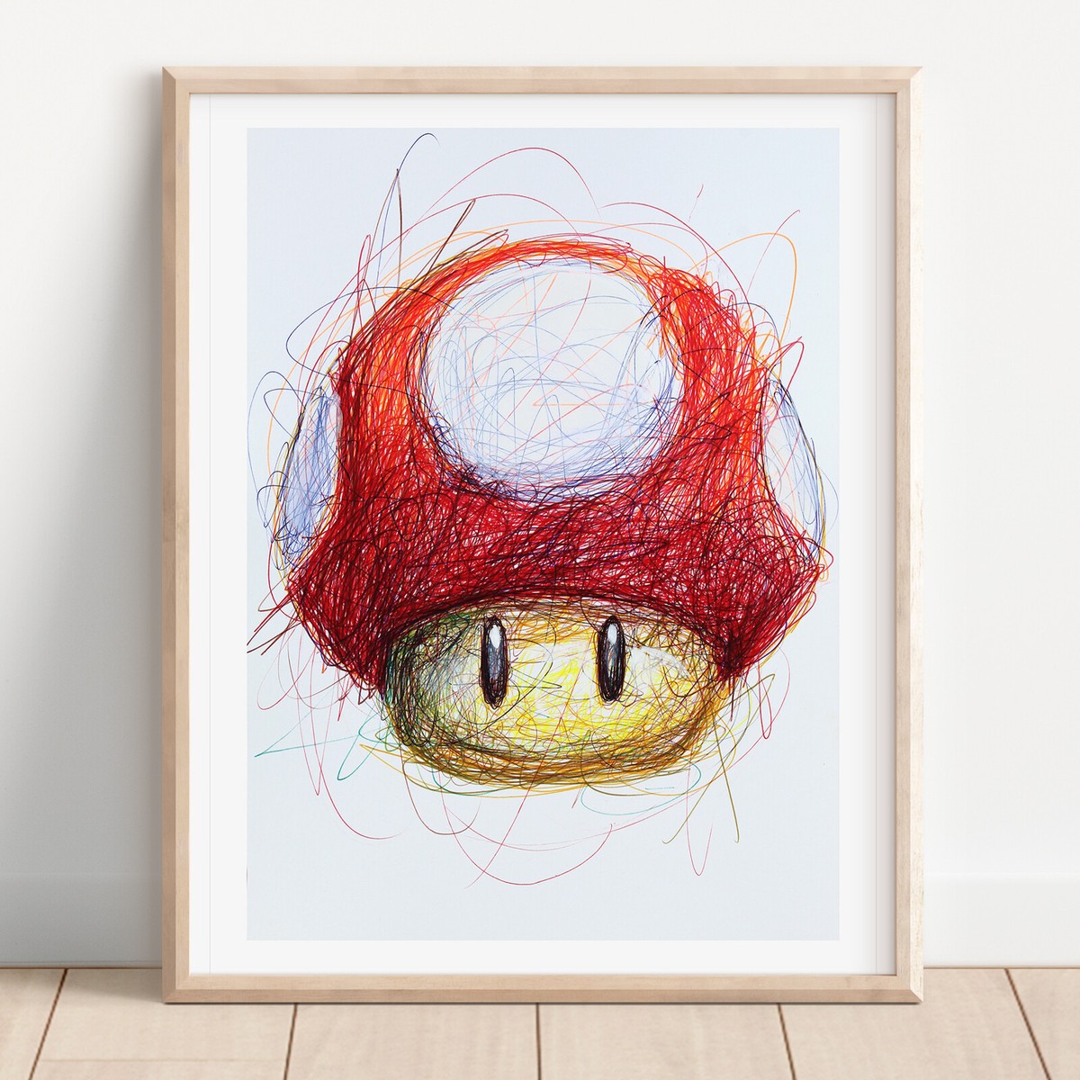 Mushroom Power Up Ballpoint Pen Print, Super Mario Art | eBay